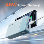 JUOVI J2621 Power Bank Portable Charger,20000mAh 45W PD3.0 QC 4.0 Fast Charging Battery Pack with LED Display,2 USB-C,2 USB-A for iPhone Tablet MacBook