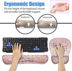 Ergonomic Mouse Pad Wrist Support and Keyboard Wrist Rest Set with Coasters, Non-Slip PU Base, Easy Typing & Pain Relief for Computer Laptop Home Office, Bible Verse Psalm 46:5