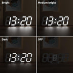 EDUP HOME 3D LED Digital Wall Clock/Desk Alarm Clock with Remote Control for Kitchen Bedroom Office, 9.7" LED Night Light Decor Clock Adjust Brightness 12H/24H Time Date Temperature, Great Gift