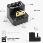 Kado 180 Degree Mini HDMI to HDMI 4K 60Hz Adapter U Shaped Mini HDMI Male to HDMI Female Extender Converter for Portable Monitor, Laptop, Tablet, Camera and Projector (Dual Combo Up Down Angle)