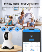 VIMTAG Indoor Pet Camera, 2.5K Dog Camera with Phone App, 360° Pan/Tilt Security Camera Indoor for Home/Nanny/Baby/Cat/Room, Dual-Band WiFi, Night Vision, Motion Tracking, 2-Way Audio, Cloud & SD Card