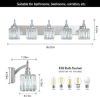 BBLLWJ Crystal Vanity Lights Chrome 5 Light Bathroom Light Fixtures Over Mirror Modern Vanity Light for Bathroom