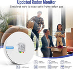 LifeBasis Radon Detector for Home, Portable E-Ink Display Radon Meter with Short & Long Term Monitoring of Radon Levels, Visual Alarm, Switchable Mesurement Unit Bq/m3 or pCi/L, Battery-Powered