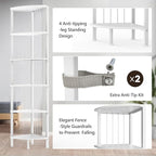 MonaSixy 6 Tier Corner Shelf with Light, Music Synic 60000 DIY LED Color Smart Remote Tall Display Shelves Corner Shelf Stand Bookshelf Wood Rack Metal Frame for Living Game Room Bedroom, White