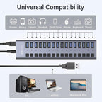 Powered USB 3.0 Hub, ACASIS 16 Ports USB 3.0 Hub with 5Gbps Data Speed，Aluminum Housing, USB Hub Powered with 90W Power Adapter, USB Hub for PC/Laptop, Computer, Flash Drive, Printer, Camera