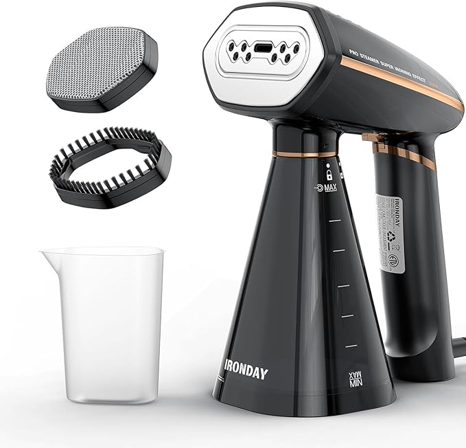 IRONDAY Steamer for Clothes, 1200W Portable Handheld Garment Steamer&Iron 2-in-1 with Fast Heat-up, Auto-Off, 350ml Water Tank, Powerful Foldable Handle Clothes Steamer Compact Size for Travel Home