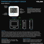 YoLink Smart Wireless Temperature & Humidity Sensor, 3-Pack, Wide Temp Range for Fridge, Green House, Pet Cage, App Alerts, Emails, Text/SMS alerts- Hub Required
