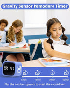 Productivity Timer Flip Gravity Sensor Cube Timer Countdown & Countup,Mute & Vibrate & Sound，5/10/30/60min & Custom Timing, Perfect for ADHD,Work,Learning,Kitchen Cooking (2 Blue)