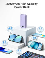 aonidi 20000mAh Ultra-Portable-Charger-Power-Bank PD20W with Built in Cables&AC Wall Plug,Fast Charging Cell Phone Charger Battery Pack,LED Display Travel Battery Bank for All iPhone,Samsung,Android