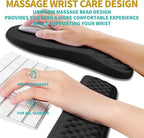 Hokafenle 2 in 1 Ergonomic Mouse Pad Wrist Support & Wrist Rest for Computer Keyboard Set, with Relieve Carpal Tunnel Pain Massage Bulge and Full Memory Gel Design (2In1 Set, Black)