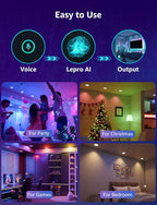 Lepro BR1 AI LED Smart Bulbs - AI Generated Lighting, LightGPM 2 with LLM, LightBeats Music Sync, Voice Control Via App, RGBWW Colors, Compatible with Alexa & Google Assistant, BR30 E26 8W, 4 Packs