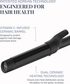 GLAMPALM Professional Curling Iron 1.6" - Long Barrel Ceramic Hair Curler for Women, Korea's No.1 Salon Hot Tool, 5 Temps & 30s Heat-up, 3D Swivel Cord & Dual Voltage, Black (GP628) (1.6")