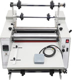 WYDDDARY 14.17"/360MM Electric Steel Roller Thermal Laminator with Winding Mechanism Hot Cold Roll Laminator Adjustable Temp 60-130℃ Electric Laminating Machine for Single/Double Sided Laminating