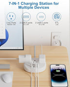 Small Extension Cord with USB C - 5 FT Short Extension Cord, 1625W 3 Prong Power Strip with 3 AC Outlet 4 USB (24W/4.8A), Bedside Charging Station for Home Office Dorm Room Essentials