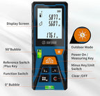 Laser Distance Meter 196ft – Digital Laser Measuring Tool with LCD Backlit Display, Area Volume Pythagorean, ±2mm Accuracy, Class II, Electronic Tape Measure for DIY Construction – AAA Battery Powered
