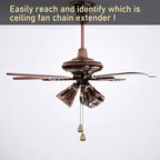 Patelai 4 Pieces Ceiling Fan Pull Chain Extender Ornament 12 Inch Ceiling Pull Chain Extension Classic Drop Shaped Pendant Beaded Ball Cord for Fan light lamp decorative with Connector(Bronze)