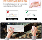 Ergonomic Keyboard Wrist Rest & Mouse Pad Wrist Rest Set,Large Gaming Desk Mat 31.5"x 11.8" with Non-Slip Base,Memory Foam,Easy Typing Pain Relief for Home & Office,Patriotic American Flag Bald Eagle
