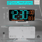 KOSUMOSU Desk Clock, 6.7in Small Digital Clock for Bedroom, Auto Dimming, Room Temperature, Day of The Week, Seconds, Date, LED Clocks for Living Room, Alarm Clocks for Bedrooms