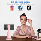 Auto Face Tracking Tripod, 360° Rotation Face Body Phone Camera Mount Smart Shooting Phone Tracking Holder with Remote,No App, Gesture Control,Smart Shooting Holder for Vlog, Streaming,Tiktok-Pink