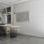 Art3dwallpanels 50 Pack 3D Wall Panel Diamond for Interior Wall Décor, PVC Flower Textured Wall Panels for Living Room Lobby Bedroom Hotel Office, White, 12''x12''