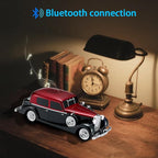 WSTER WS-1934 Retro Classic Car Bluetooth Replica Speaker – Wireless HD Sound with FM Radio,TWS Stereo,LED Party Lights,Built-in Microphone Hands-Free Call, Surprise Portable Gift for Party Use(Red)