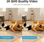 aosu 2K Security Camera Indoor, Baby Monitor Pet Camera 360-Degree for Home Security with 2.4 GHz Wi-Fi Router, One-Touch Call, Smart Motion Tracking, IR Night Vision, Compatible with Alexa