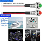 ZGSZJHF 8mm Indicator Light 0.31" Waterproof IP67 Metal Stainless Steel Signal Lamp 110V-120V AC/DC LED Pilot Dash Lamp Light Ring Large Red and Green 2Pcs