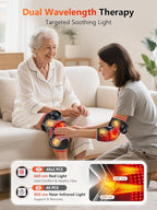 Upgrade 4 Massage Area Knee Brace & Red Light Therapy for Knee, Cord-Free Rechargeable Controller, 20Min Auto Shut-Off, 660nm & 850nm Red Light Therapy Device for Knee/Elbow/Shoulder.