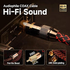 TODN HiFi Digital Coaxial Audio Cable for Audiophile 75-Ohm SPDIF Coax Subwoofer Cable RCA to RCA with OFC Core and Shielded (3ft /1m)