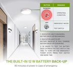 ASD LED 12" Round Flush Mount Ceiling Light Fixture, Low Profile Surface Lighting | 5CCT, Dimmable, Battery Backup, ETL Listed | 24W 2100LM 2700-6000K 120V | Kitchen, Hallway Lamp | White
