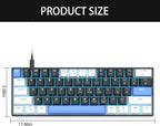 Camiysn 60% Mechanical Gaming Keyboard,White Black Blue Keycaps Gaming Keyboard with Linear Red Switch, Detachable Type-C Cable Mini Keyboard with Blue LED Light for Windows/Mac/PC/Laptop
