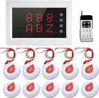 WNKRUN Wireless Calling System Caregiver Pager System 1200+ ft with 1 Display Receiver/Wireless Remote Control /10 Waterproof Call Buttons for Nursing Home Clinic Caregiver