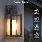 LTBLIGHT 2-Pack Motion Sensor Outdoor Wall Light Fixtures, Modern Black Dusk to Dawn Porch Light Lantern with 3 Modes, Waterproof Exterior Lighting for House, Patio, Garage, Front Door