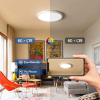 YELIOLED 12 Inch Slim Dimmable LED Flush Mount Ceiling Light Fixtures, 24W 2640LM 3000K/4000K/5000K, House Upgrade Led Lights for Bedroom Hallway Laundry Room Rental Units, 240W Equiv., White