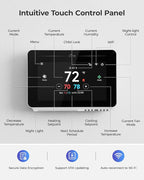 Vine Smart Thermostat for House with Nightlight, 4.3 Inches WiFi Thermostats for Home Compatible with Alexa and Google Assistant, 7day x 8period Programmable, C-Wire Required