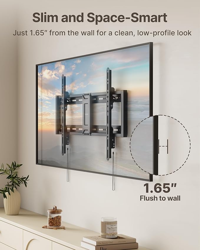monTEK Heavy Duty Tilting TV Wall Mount for 43-95 Inch TVs, 200 lbs Capacity, 1.65" Slim Low Profile Wall Bracket, Max VESA 800x400mm Fits 16"/18"/24" Studs, Space-Saving for Large Flat & Curved TVs