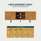 Bme Trapeze TV Stand for Living Room – Wooden Media Console with Storage, Metal Legs, Large Teak Brown TV Stand for Stylish Home Entertainment Setup