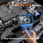 BORESOEIL 360° Articulating Borescope, 5.0FT 0.25in HD 1080P Flexible Snake Camera with Light, 5" IPS Screen for Plumbing & Machinery Inspection, Waterproof Endoscope