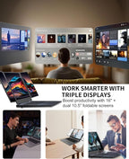 KOOFORWAY Triple Screen Laptop,16” Main + Dual 10.5” Monitors, Core i7-12700H, 32GB RAM,2TB SSD, Win 11 Pro,Wi-Fi 5,BT 5.0,Face & Fingerprint Unlock,USB-C,HDMI for Business/Design/Stock Trading