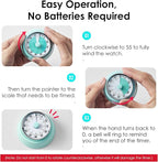 Visual Timer, Teeloray 60-Minute Countdown Timer, Kitchen Timer with Magnetic Base, Mechanical Clockwork, Ringer Alert, Time Management Tool for Children and Adults, Study/Work/Cooking (Mint Green)