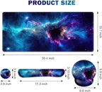 Gaming Mouse Pad, Large Desk Mat, Cute Desk Pad Protector, 4in1 XXL Mousepad + Keyboard Wrist Rest+Mouse Wrist Rest+Coaster Set with Ergonomic Desk Pad for Home Office Table Computer, Galaxy Space