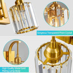 FDPBY 3-Light Crystal Vanity Light, Modern Gold Bathroom Wall Sconce with K9 Crystal Shades, 23.62" Long Over Mirror Lighting for Vanity, Makeup, Hallway, Elegant & Durable