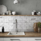 Vamos Tile Peel and Stick Backsplash Tile, 3''x6'' PVC Subway Tile, Stick on Backsplash for Kitchen/Bathroom/Fireplace,4-Piece Glossy Statury White with Dark Gray Grout