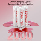 Tanatare Rechargeable aa Batteries, 2500mWh Lithium aa Rechargeable Batteries with 8AA+4 Slot Charger, Double a Battery 2000 Cycles, 1.5V Constant Voltage Output, Low Self Discharge