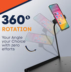 Prozipy Laptop & Projector Tripod Stand Adjustable Height 26 to 51” Wheely Portable Laptop Stand With Gooseneck Phone Holder - For Movie, Meeting, Book, DJ Equiqment