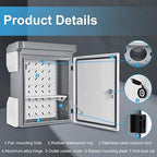Outdoor Electrical Box, Cold-Rolled Steel Plate, Aluminum Alloy Back Beam, One-Piece Ventilation Design, IP65 Waterproof, Wall/Pole Mounted (19.7" x 15" x 7.9")
