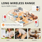 CallToU Caregiver Pager - Wireless Call Button for Elderly at Home, Portable Nurse Alert System with Vibration & Sound Alerts for Seniors and Disabled （ 2 Call Buttons + 3 receivers）
