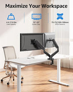 MOUNTUP Dual Monitor Stand for Desk, Monitor Arms for 2 Monitors 32 27 24 22 Inches, Height Adjustable Double Monitor Mount, VESA Mount with C-Clamp & Grommet Base, Holds 4.4-17.6lbs