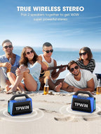 TPWIN Portable Bluetooth Speakers Loud - Wireless Speaker 80W Peak, Light Show, 20H Playtime, Strong Bass, BT 5.3, TWS, IPX6 Waterproof for Outdoor Travel Beach Camping - Blue