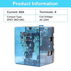 TWTADE/JQX-62F-2Z Coil Voltage AC 220V 80A DPDT Electronmagnetic Relay,High Power Relay (AC 220V)